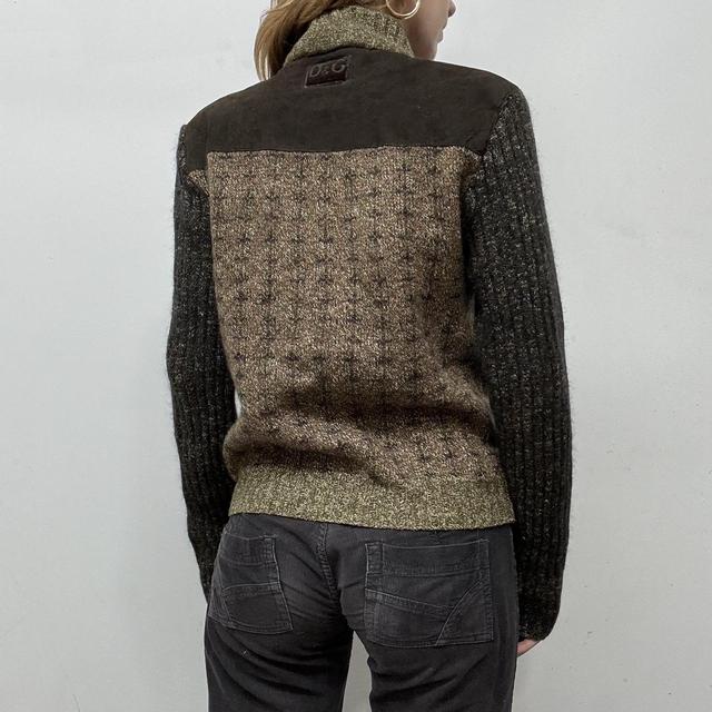 D&G brown knitted zip-up jumper