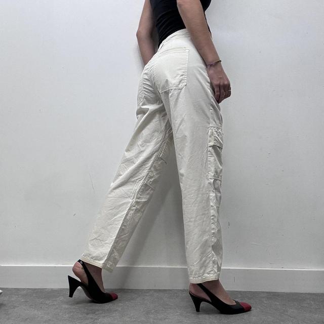 White straight leg minimalist tech trousers