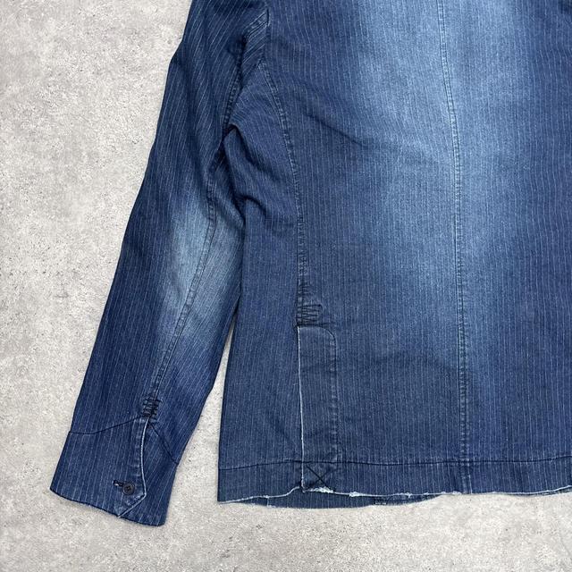 Pinstripe denim blazer with hoodie
