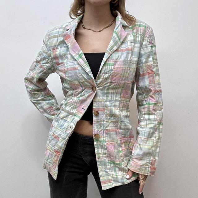 Checked patchwork blazer jacket