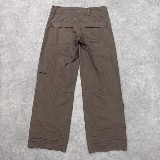 Khaki wide leg cargo pants