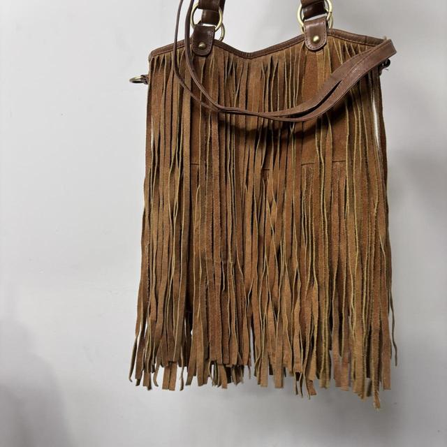 Tan suede tassle western bag