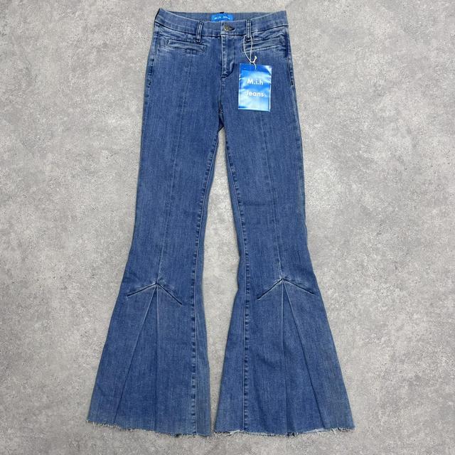 Flared pleated bootcut jeans