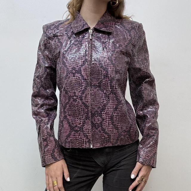 Purple snakeskin leather jacket