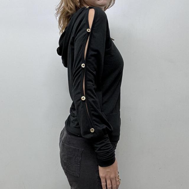 Black y2k graphic hoodie top