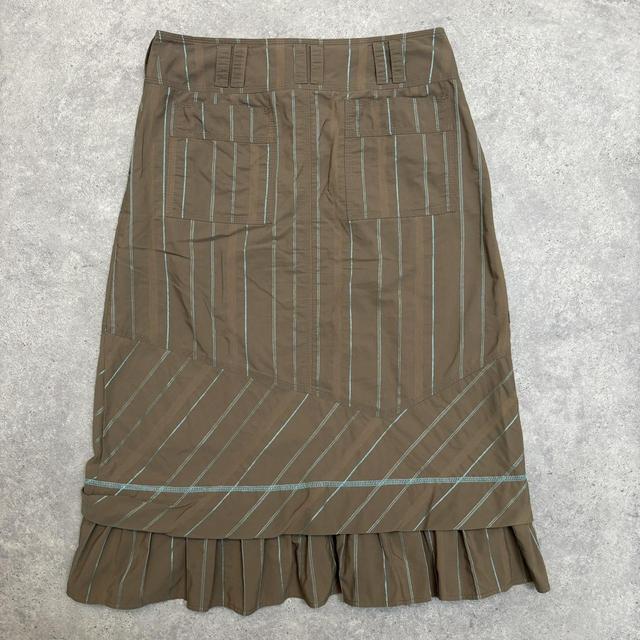 Brown pinstripe tech maxi skirt