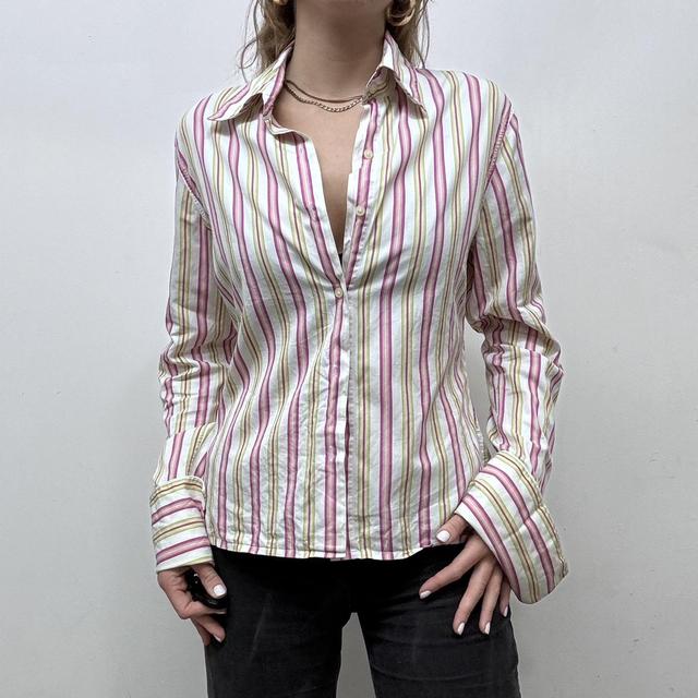 Flared pinstripe fitted shirt