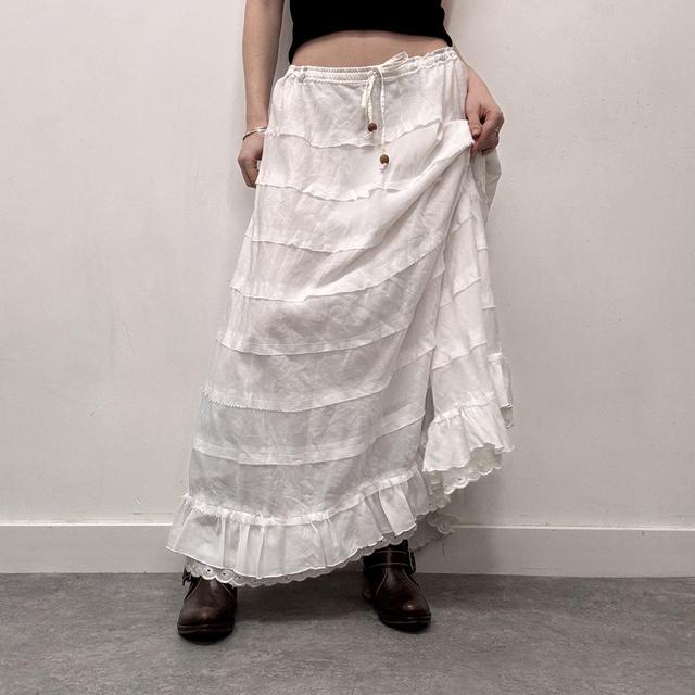 Lace layered tiered maxi skirt