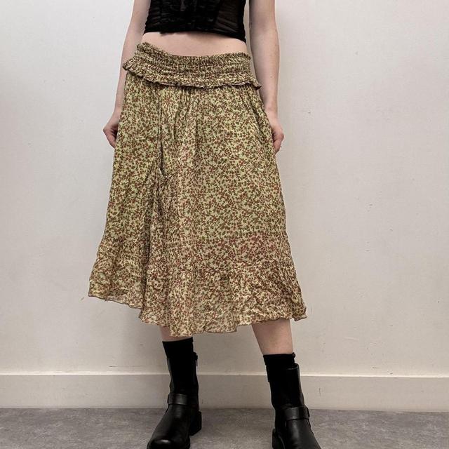Green floral summer skirt