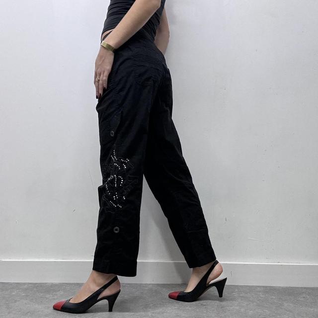 Black fit and flare cargo trousers