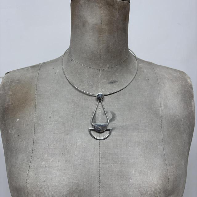 Chunky silver futuristic necklace