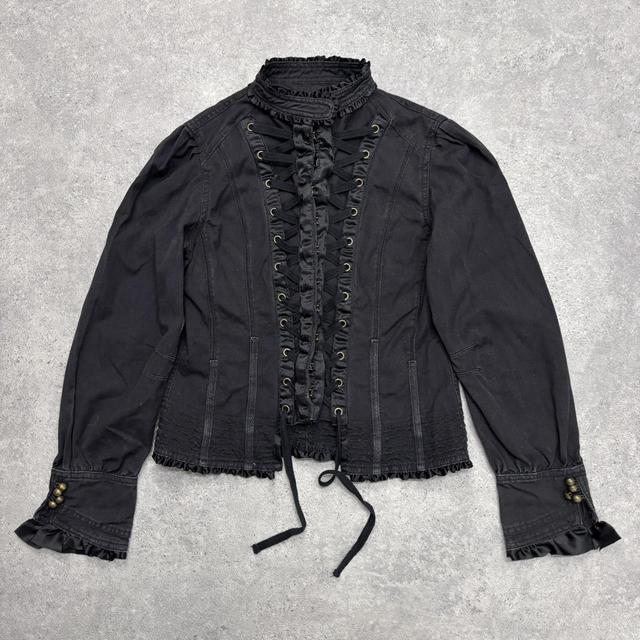 Black corset fitted jacket shirt