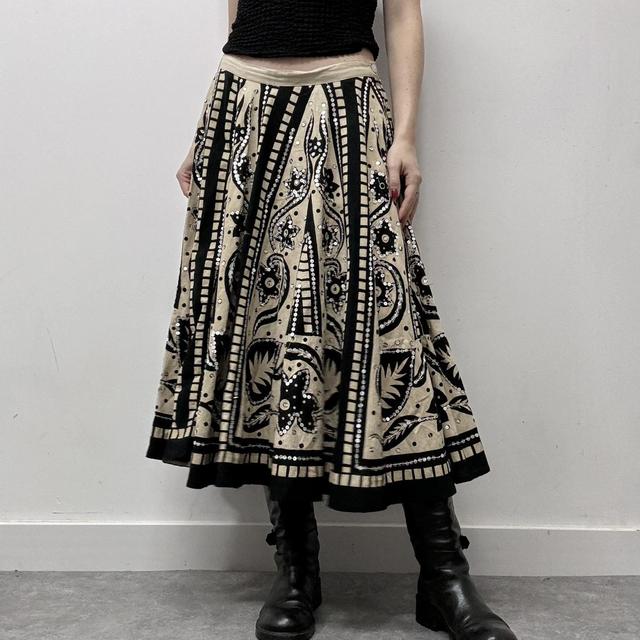 Boho patterned flare summer skirt