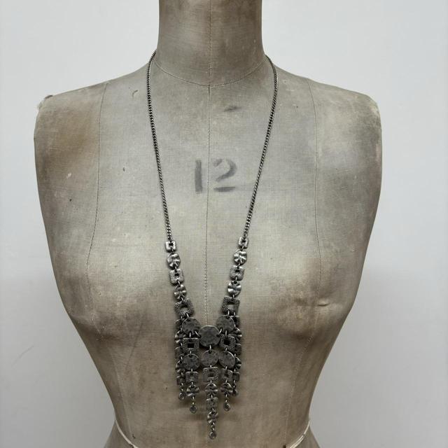 Hammered silver chain necklace