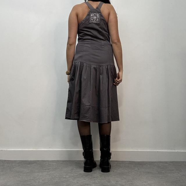 Grey cotton flared midi dress