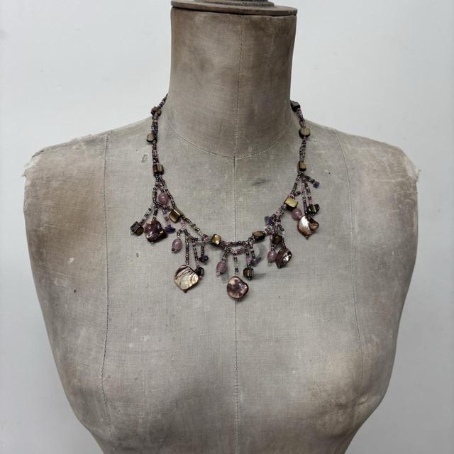 Draped gemstone pearl fairy necklace