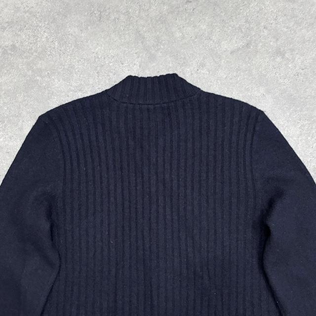 Navy crew neck wool cardigan