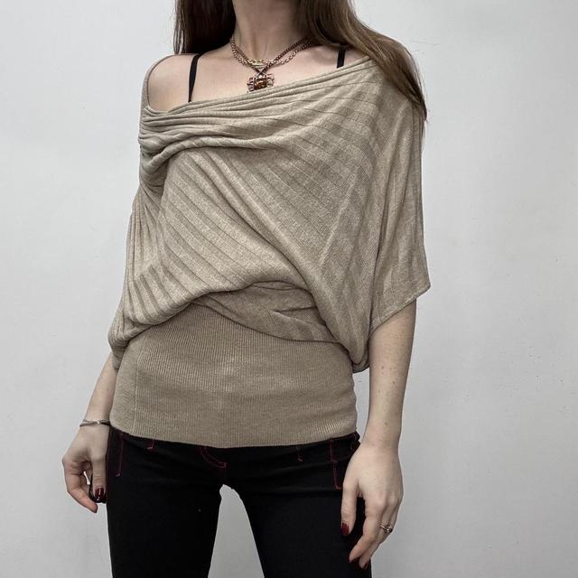 Batwing cowl neck knit jumper