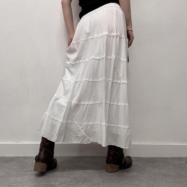 White cotton tiered maxi skirt
