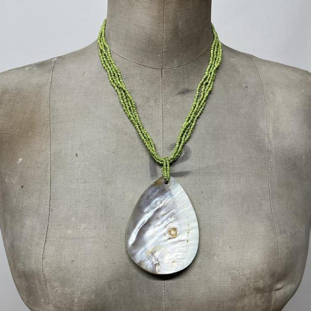 Beaded shell boho necklace
