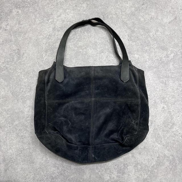 Black suede leather shoulder bag