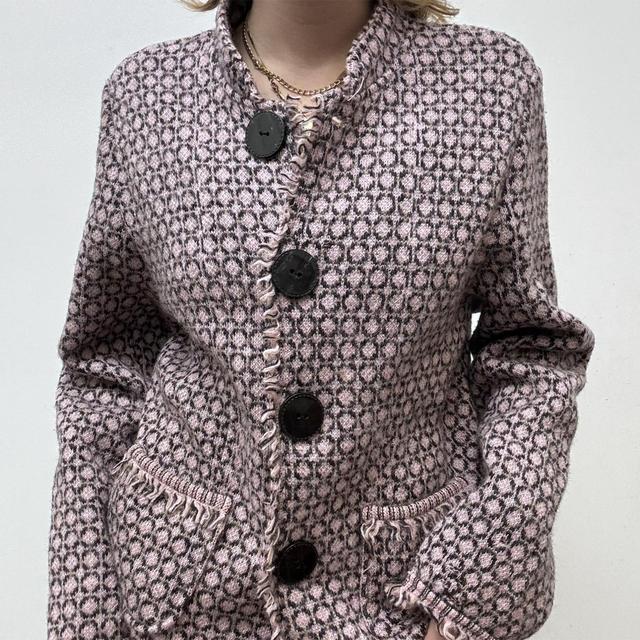 Pink patterned wool cardi jacket