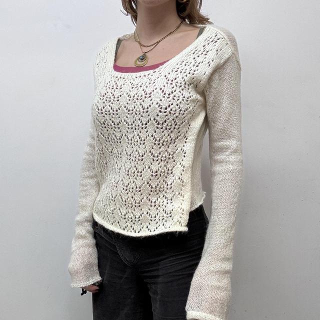 Cream mohair sheer layered jumper