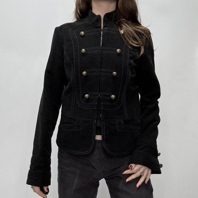 Black military fitted velvet jacket