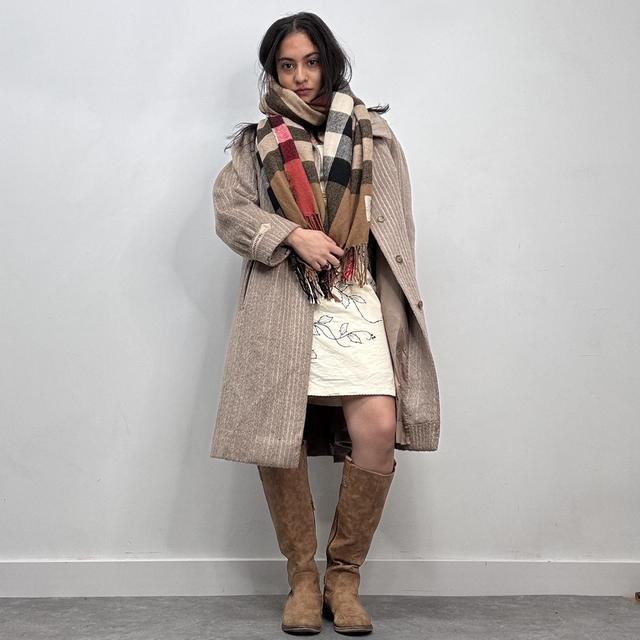 Pinstripe wool slouchy trench coat