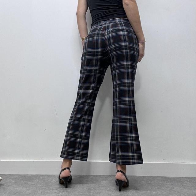 Flared officewear checked trousers