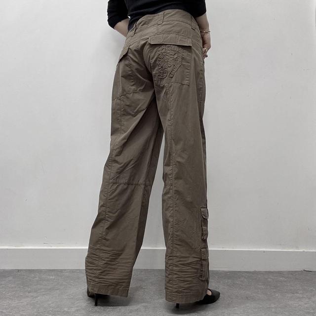 Khaki wide leg cargo pants