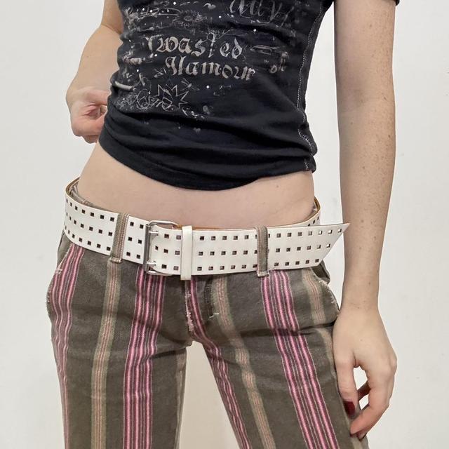 White boho cutout belt