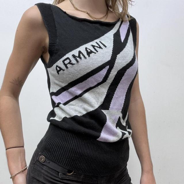 Slouchy knitted graphic vest
