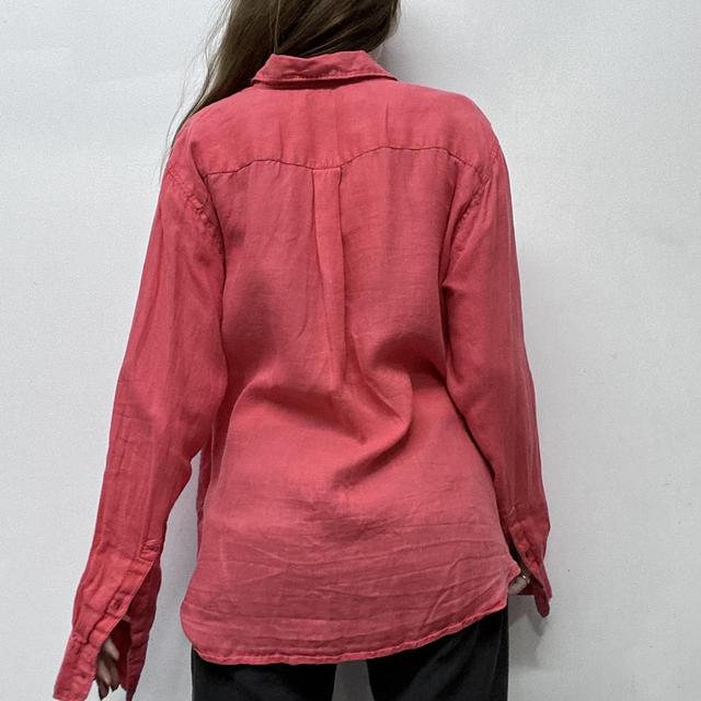 Oversized slouchy pink linen shirt