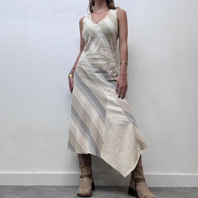 Prinstripe asymmetrical linen dress