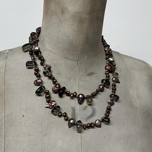 Grunge pearl crystal necklace