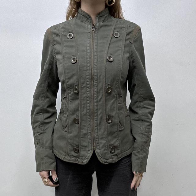 Green metal button stud jacket