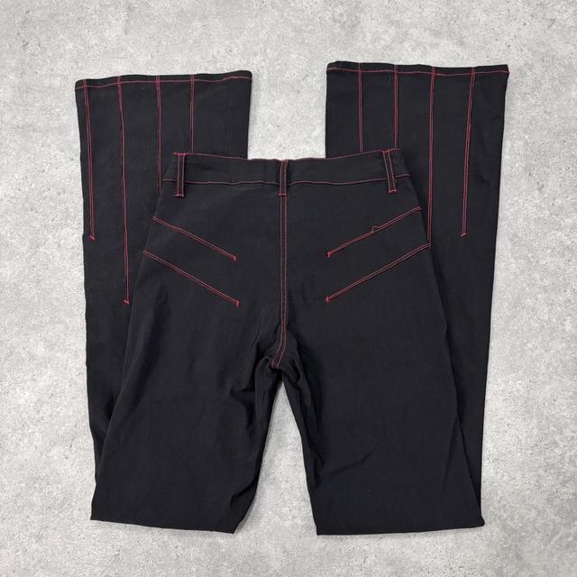 Black contrast stitch flared suit trousers