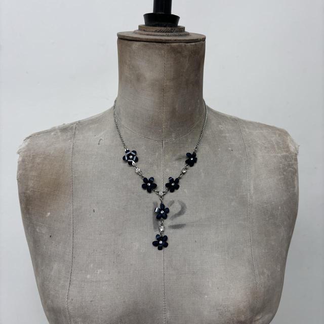 Blue gemstone flower fairy necklace