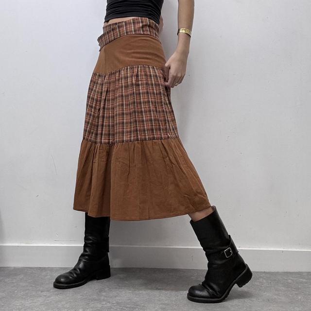 Checked autumnal tiered skirt