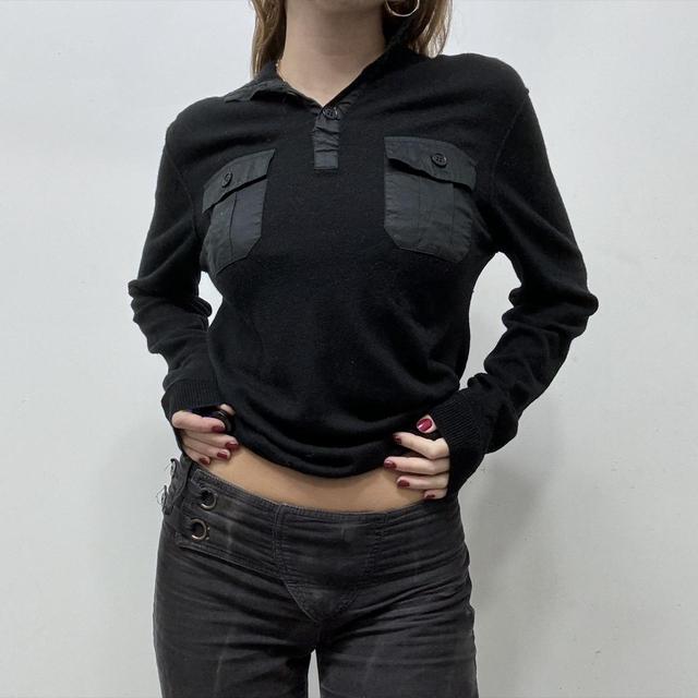 Black cashmere cargo slouchy jumper