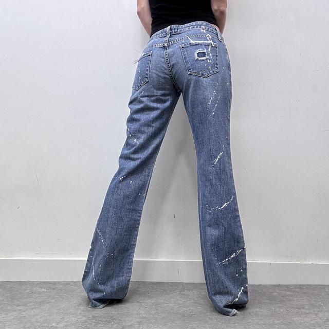 Flared distressed flared painted jeans