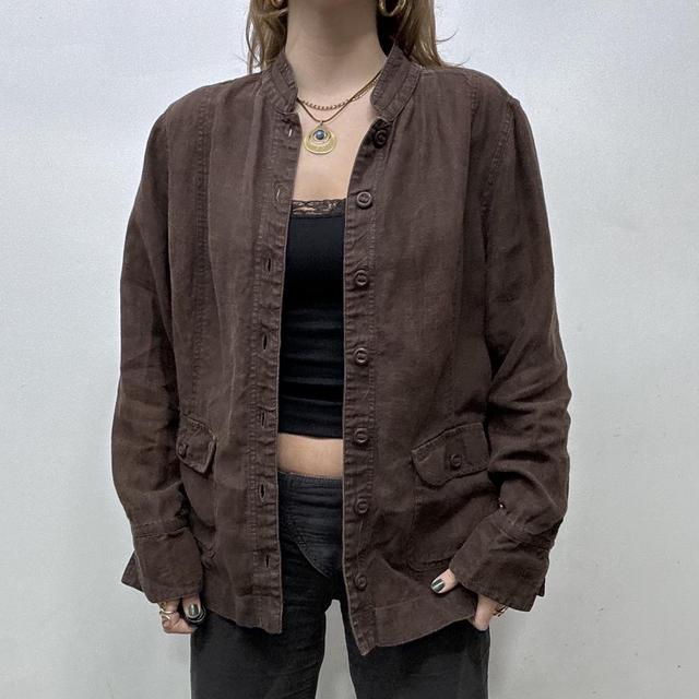 Oversized brown linen slouchy jacket