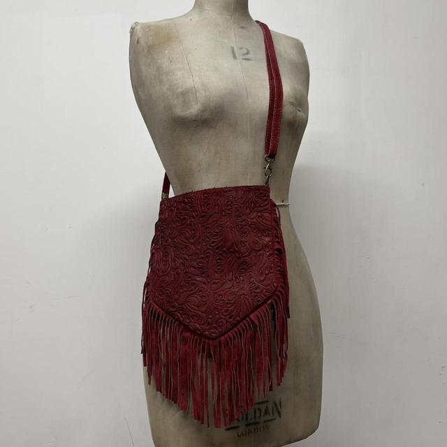 Red suede western bag