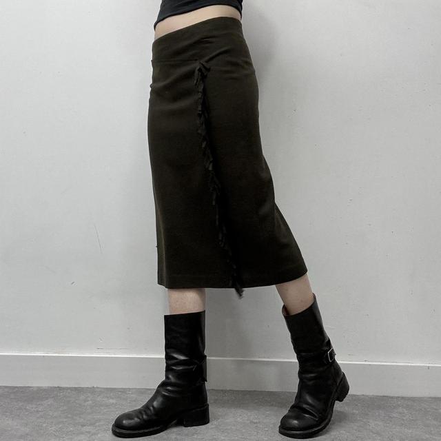 Khaki aline wool skirt