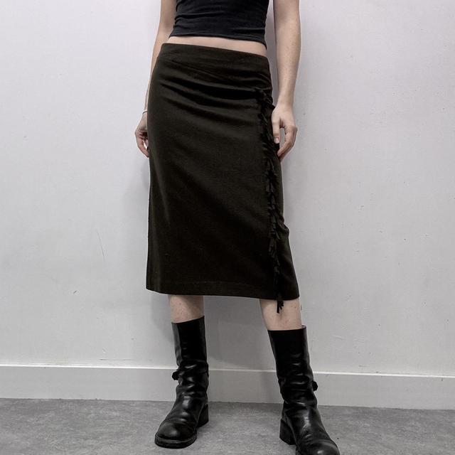Khaki aline wool skirt