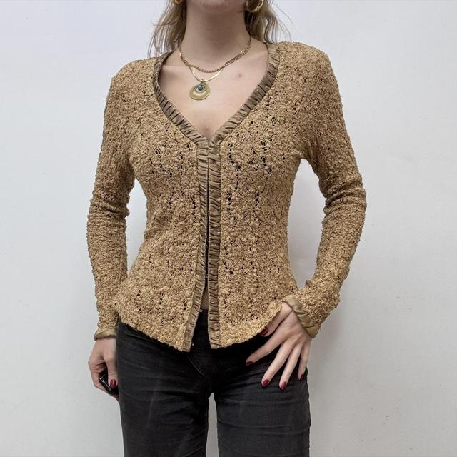 Lace brown crochet cardigan