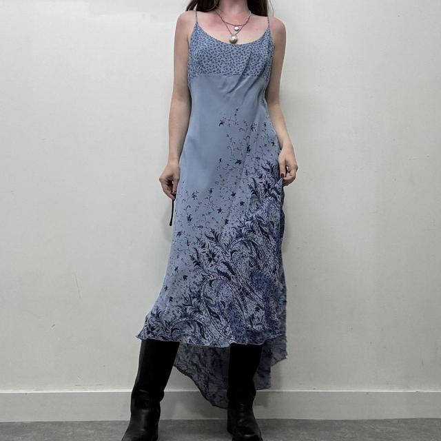 Blue floral 90s bias dress