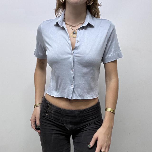 Preppy button cropped polo shirt