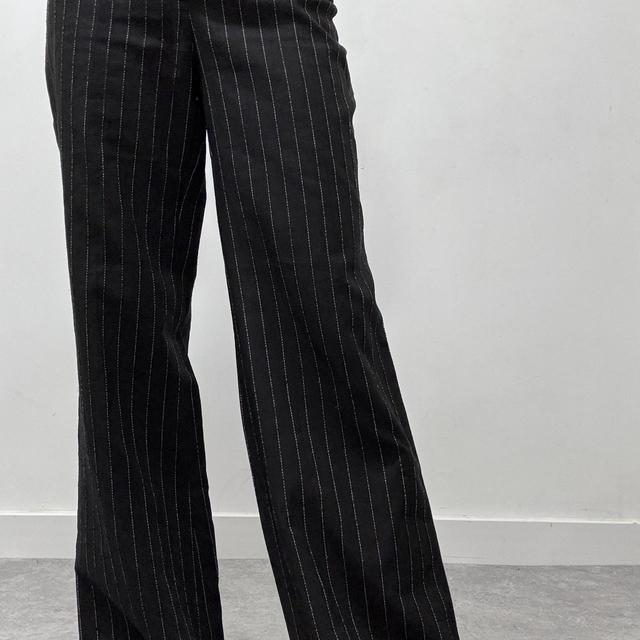 Pinstripe wide leg suit pants